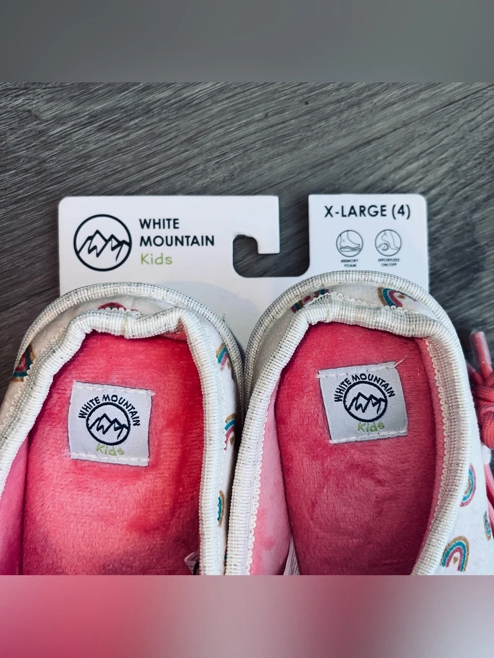 White Mountain Kids Girls Rainbow Clog Style Slippers & Cinch Bag Size XL 4 New